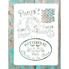   Párizs vintage mintás 21x30cm-es műanyag DIY stencil festő sablon