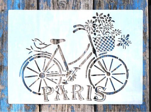 Paris biciklis festősablon műanyag stencil