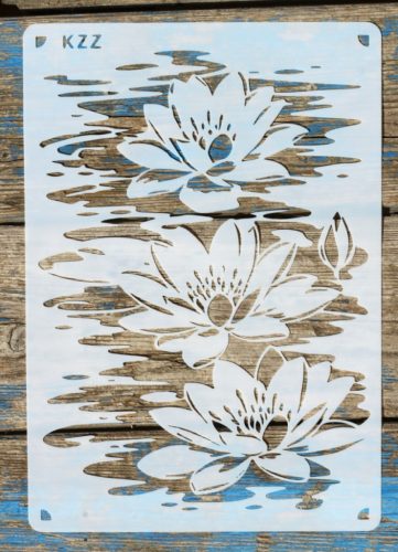 vízi liliom mintás festő sablon 21x30cm-es műanyag DIY stencil