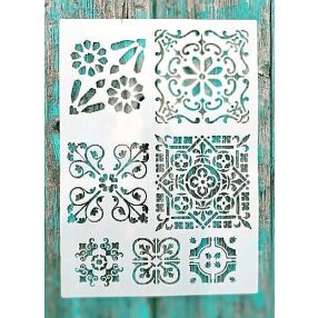   csempe mintás A4 műanyag sablon 21x30cm-es DIY festő stencil 