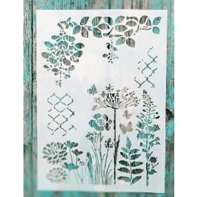   Virágos rétegző  festő sablon 21x30 cm-es  DIY műanyag stencil