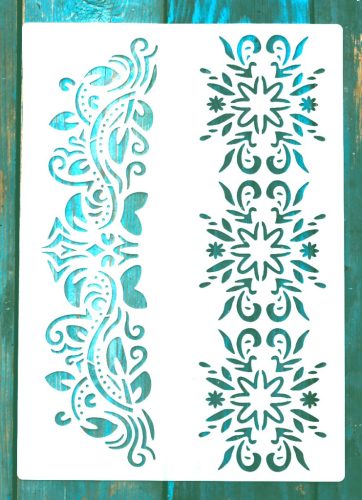  A4 méretű barokk sor mintás  műanyag  festő sablon 21x30cm-es  DIY stencil falra bútorra