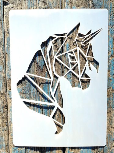 Egyszarvú-lovas  mintás 21x30cm-es műanyag festő sablon DIY stencil