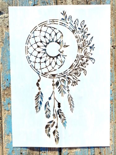 Álomfogó DIY sablon  hold mintával  A4 21x30cm műanyag stencil