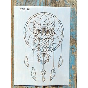   Álomfogó sablon bagoly mintával  21x30 cm-es műanyag DIY  stencil