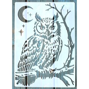 sablon bagoly mintával  21x30 cm-es műanyag DIY  stencil