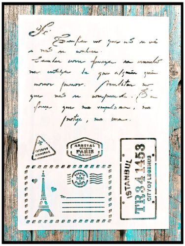 Eiffeltorony  mintás festő sablon 21x30cm-es műanyag DIY stencil 