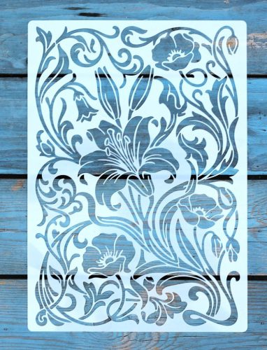 liliom virág mintás festő sablon  műanyag DIY stencil