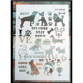 Kutyàs DIY sablon 21x30cm-es műanyag festő stencil