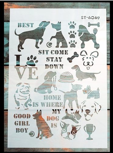 Kutyàs DIY sablon 21x30cm-es műanyag festő stencil