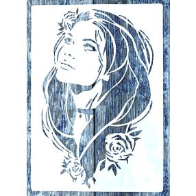 Női arc  rózsával DIY festő sablon műanyag  stencil 