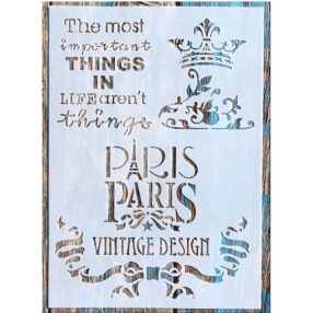   Párizs mintás vintage 21x30cm-es rétegző sablon DIY festő stencil