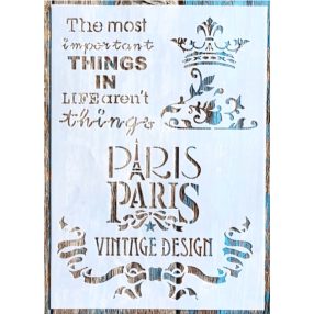 Párizs mintás vintage 21x30cm-es sablon DIY festő stencil