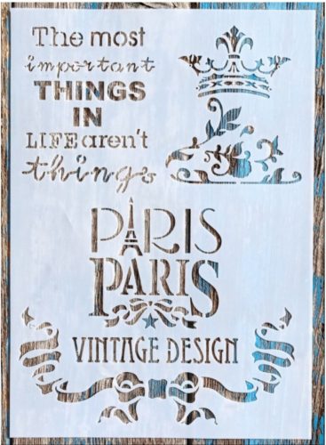 Párizs mintás vintage 21x30cm-es rétegző sablon DIY festő stencil
