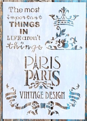 Párizs mintás vintage 21x30cm-es sablon DIY festő stencil