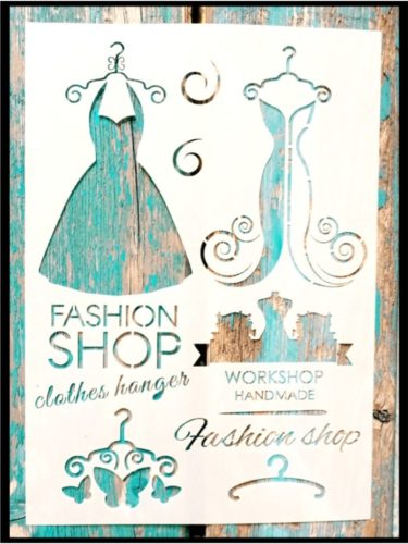 Fashion ruhàs  21x30cm-es  vintage sablon műanyag stencil