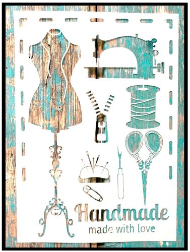 Varrós mintás DIY  sablon műanyag vintage stencil