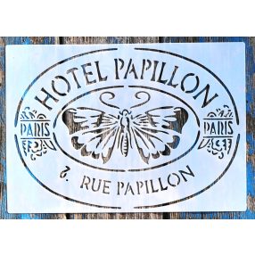   francia hotel cégér mintás DIY fesrtő sablon 21x30cm-es műanyag stencil