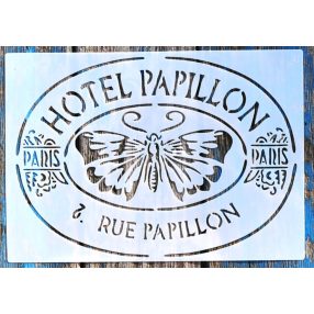  francia hotel cégér mintás DIY fesrtő sablon 21x30cm-es műanyag stencil