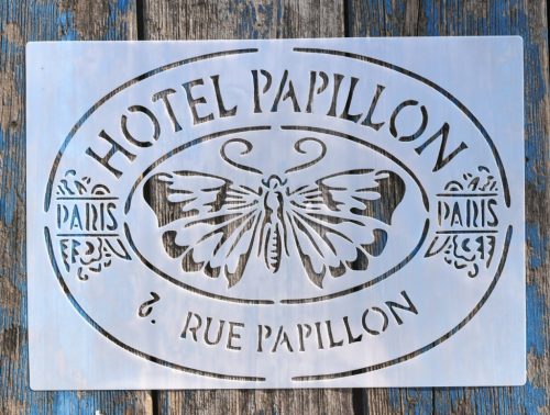 francia hotel cégér mintás DIY fesrtő sablon 21x30cm-es műanyag stencil