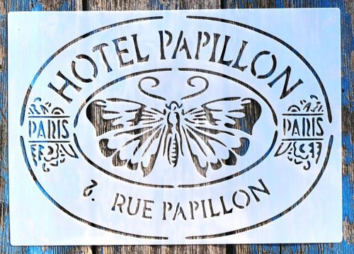 francia hotel cégér mintás DIY fesrtő sablon 21x30cm-es műanyag stencil
