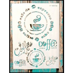 Kàvès DIY sablon  21x30cm-es műanyag DIY festő stencil