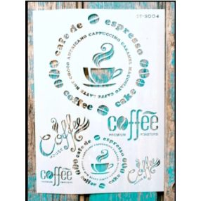 Kàvès DIY sablon  21x30cm-es műanyag DIY festő stencil