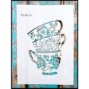  vintage kávés  bögre DIY sablon  21x30cm műanyag  festő stencil 