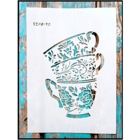  vintage kávés  bögre DIY sablon  21x30cm műanyag  festő stencil 