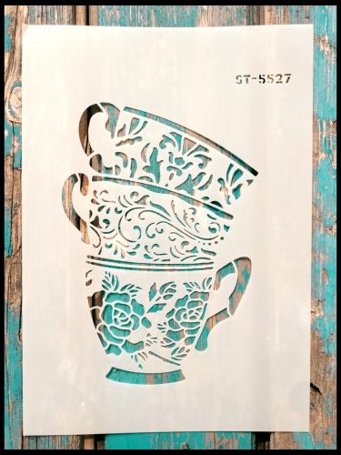  vintage kávés bögre DIY sablon  21x30cm műanyag festő stencil 