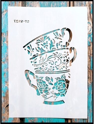  vintage kávés  bögre DIY sablon  21x30cm műanyag  festő stencil 