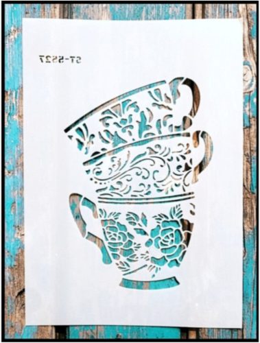  vintage kávés  bögre DIY sablon  21x30cm műanyag  festő stencil 