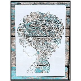 Női arc DIY sablon  21x30cm-es  műanyag festő  stencil