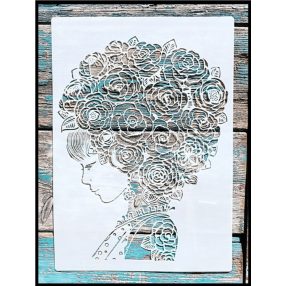 Női arc DIY sablon  21x30cm-es  műanyag festő  stencil