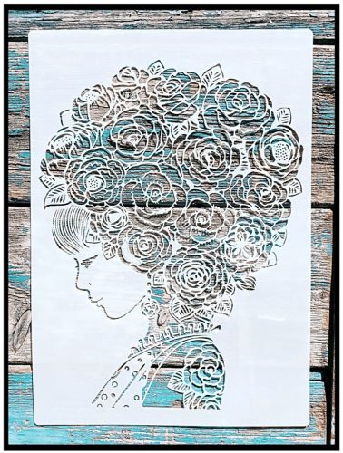 Női arc DIY sablon  21x30cm-es  műanyag festő  stencil
