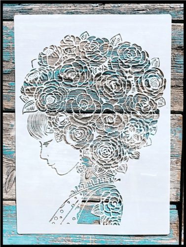 Női arc DIY sablon  21x30cm-es  műanyag festő  stencil