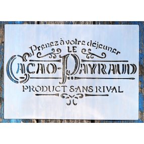 Cacao payraud feliratú műanyag sablon stencil