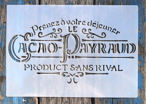 Cacao payraud feliratú műanyag sablon stencil