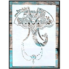 Elefàntos gyöngyös műanyag sablon vintage festő stencil