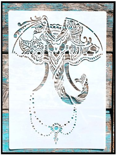 Elefàntos gyöngyös műanyag sablon vintage festő stencil