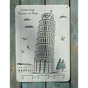   Pisai ferde torony festő sablon 21x30 cm-es műanyag DIY stencil