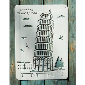   Pisai ferde torony festő sablon 21x30 cm-es műanyag DIY stencil