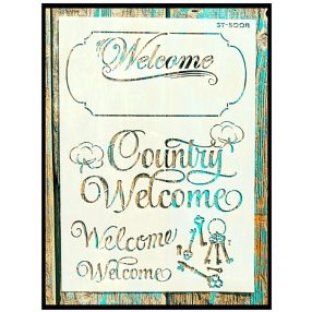 Welcome Kulcsos festő sablon műanyag DIY stencil