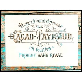 Cacao payraud feliratú műanyag sablon stencil