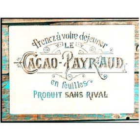 Cacao payraud feliratú műanyag sablon stencil