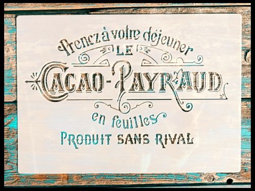 Cacao payraud feliratú műanyag sablon stencil
