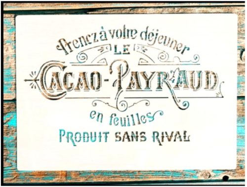 Cacao payraud feliratú műanyag sablon stencil