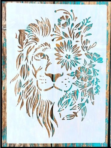 Oroszlànos viràgos festő sablon műanyag DIY stencil