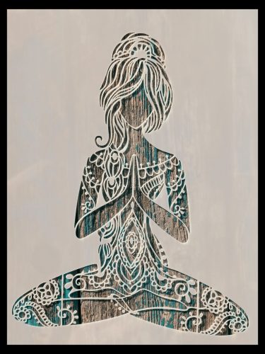 Jógázós női alakos  mandala sablon 