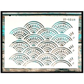 Geometria legyező mintás sablon festő stencil 